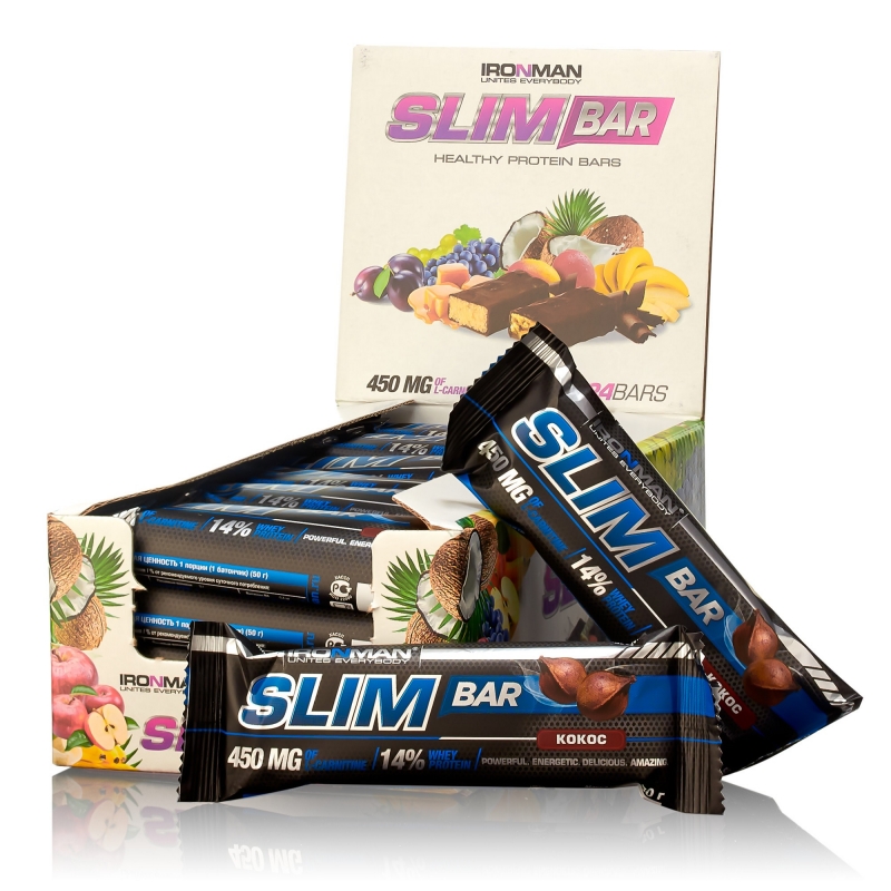 Slim Bar с L-карнитином, шоу-бокс 24x50г, 6 вкусов