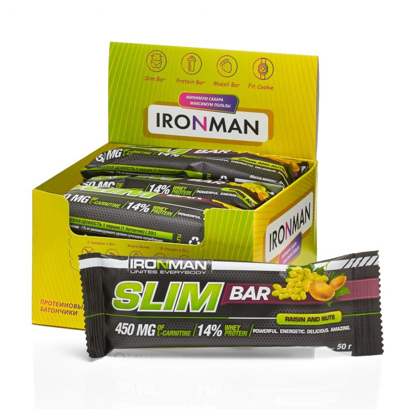 Slim Bar с L-карнитином, шоу-бокс 12x50г.